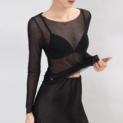 蕾丝打底衫女内搭高端品牌黑色