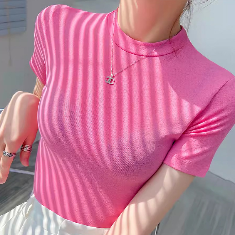 玫红色短袖t恤女2026新款夏内搭图片