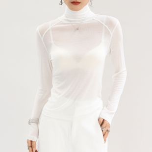 修身 精致薄款 内搭上衣高级感 高端正品 莱赛尔天丝羊毛白色高领爆款