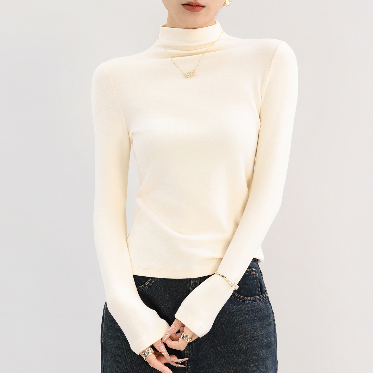 双面德绒打底衫女可外穿加绒磨毛