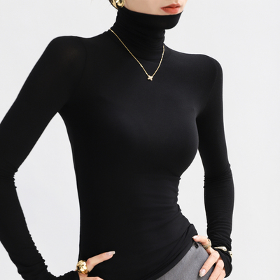 黑色高领打底衫女高级感秋冬内搭