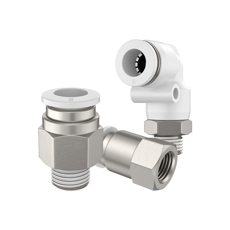 螺纹直通弯通快插管i白接头PC8-02 6-01PL10-03PCF12-04气动元件