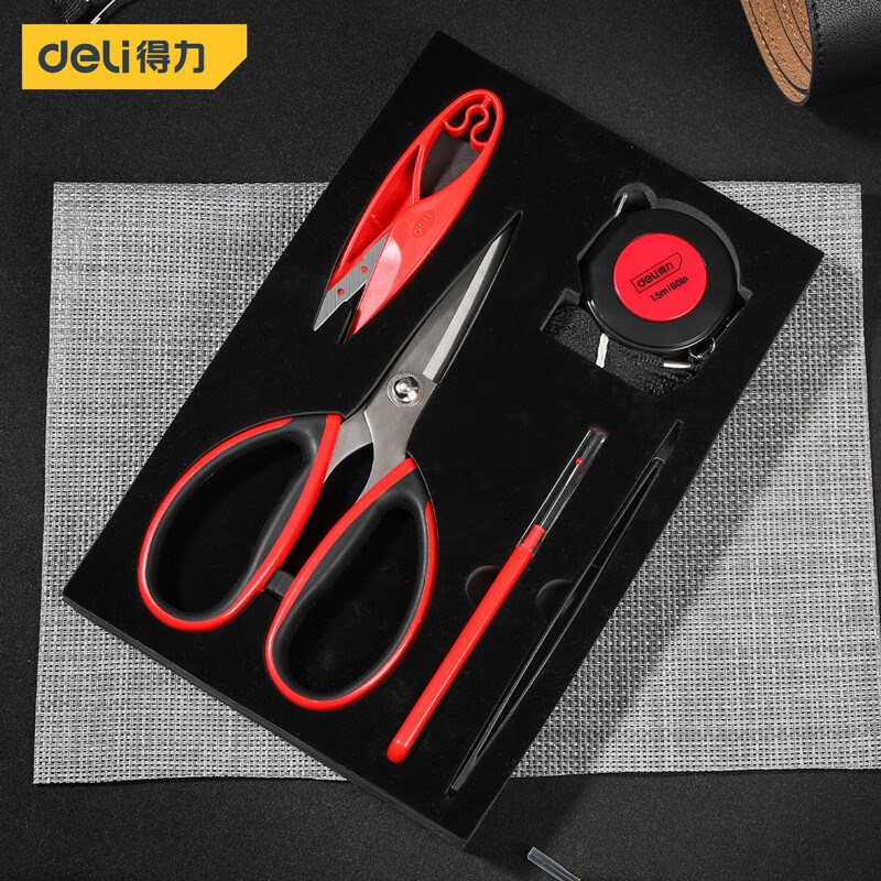 裁缝工具5件套不锈钢剪刀纱剪皮卷尺镊子拆线器日常SDL358105