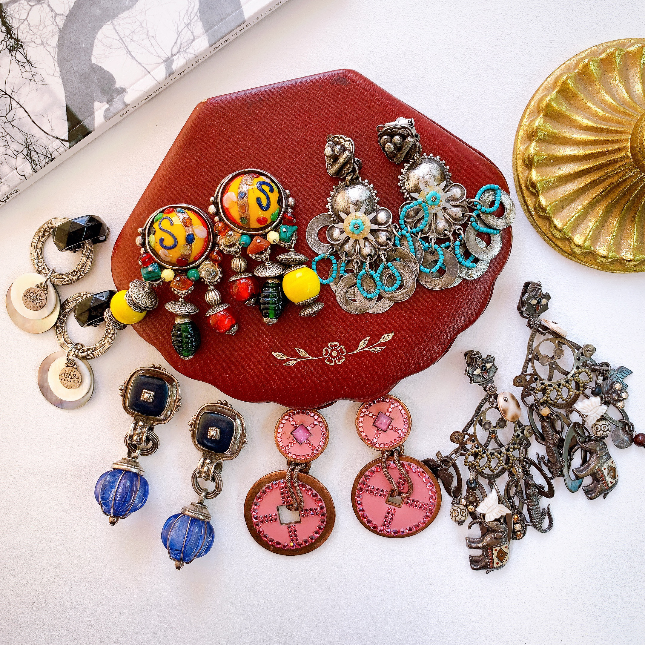 法国GAS BIJOUX vintage中古耳夹复古耳饰无耳洞可戴古董孤品首饰
