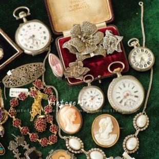 中古Vintage法国古董彩宝戒指老指环复古戒指法国老银戒指怀表