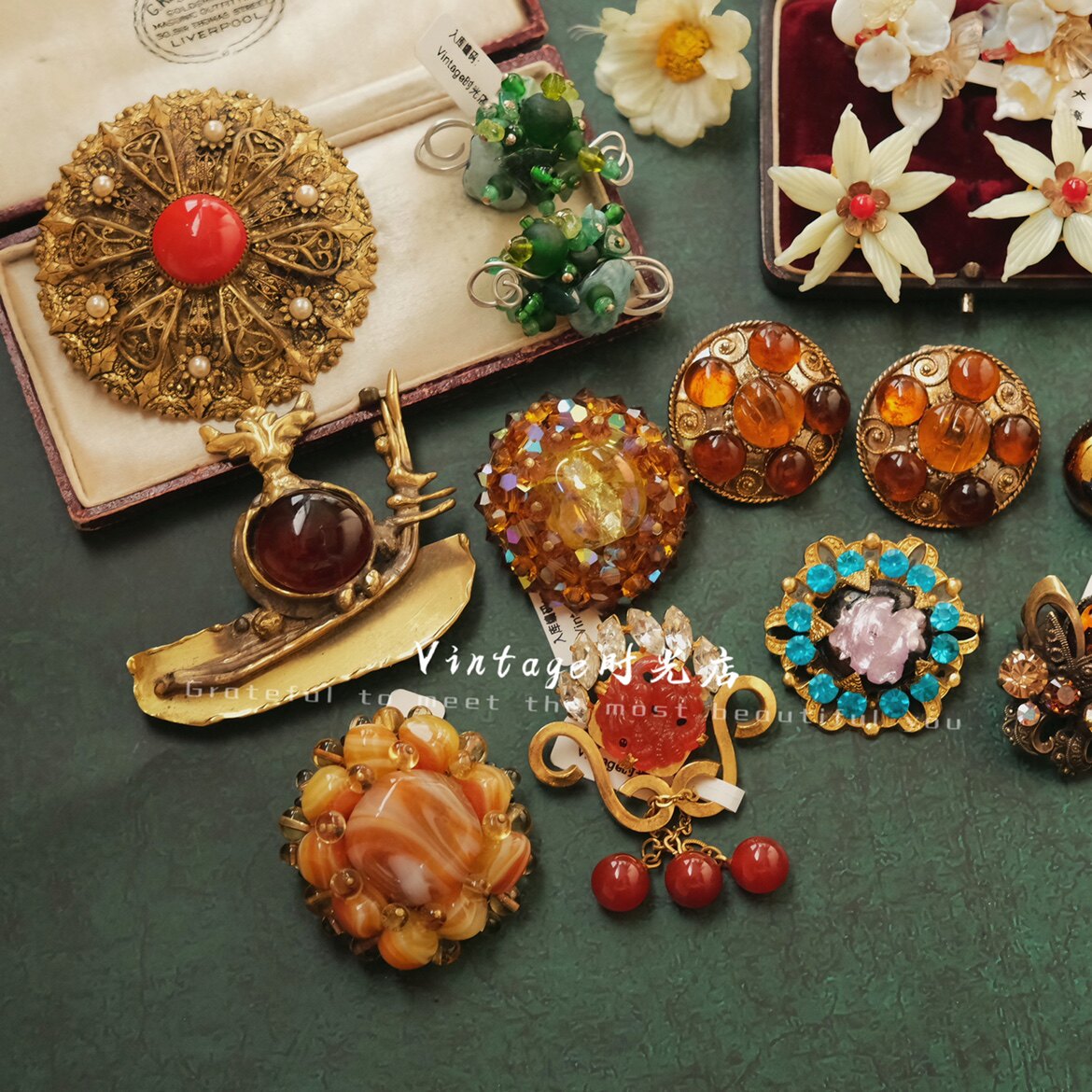 胸针法国胸花中古琉璃