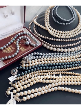 锁骨链时尚珍珠项链中古琉璃