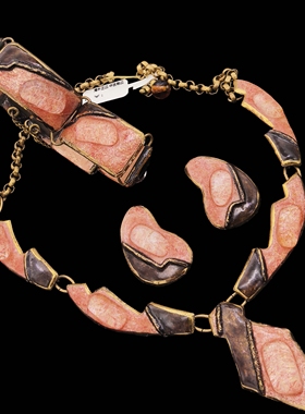 法国Vintage利摩日三件套套装手镯微微瑕细节看图片