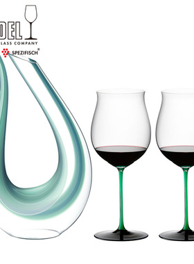 奥地利进口RIEDEL手工绿色竖琴红酒醒酒器绿杆领结红酒杯送礼套装