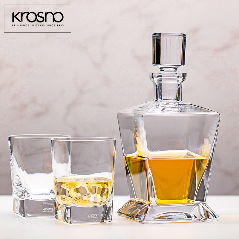 波兰KROSNO进口纯手工威士忌酒杯洋酒瓶酒樽套装家用洋酒杯6个