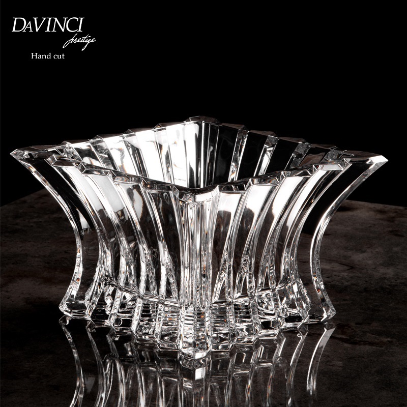 davinci进口手工水晶玻璃小号花瓶厅插花器果盘果兜乔迁送礼家用