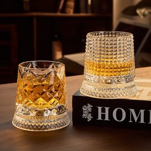 麦卡伦同款 可旋转洋酒威士忌酒杯水晶玻璃啤酒杯水杯饮料果汁杯子