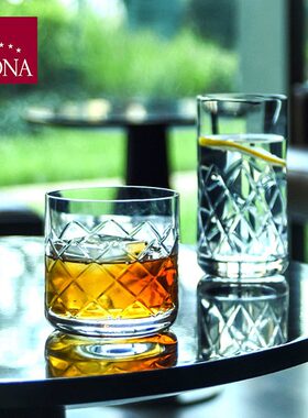 洛娜RONA进口手工车刻水晶玻璃威士忌杯洋酒酒具 古典水杯洋酒杯