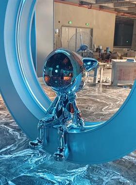 空山基机械姬电镀玻璃钢大型抽象人物雕塑商场酒吧潮流装饰品