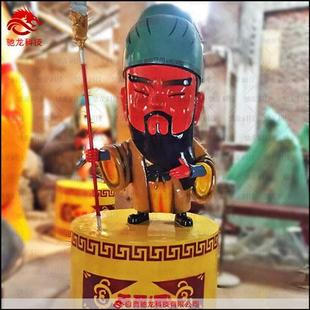 美陈定制三国演义卡通人物雕塑黄忠赵云玻璃钢树脂模型装 置定做