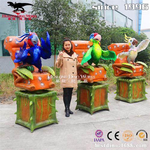 模型卡通鹦鹉萌宠摆件源头工厂手工制造游乐场户外美陈引流互动