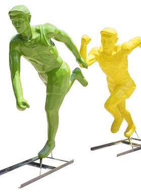 户外运动人物摆件玻璃钢园林景观雕塑庭院售楼处美陈装饰卡通小品