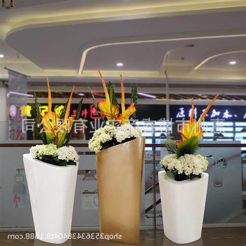 商场花钵玻璃钢花盆酒店组合大花盆美陈花器售楼部种植花箱花池
