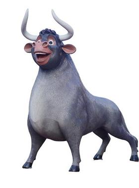 室外卡通牛造型仿真黄牛摆件大型道具公牛玻璃钢雕塑火锅饭店模型