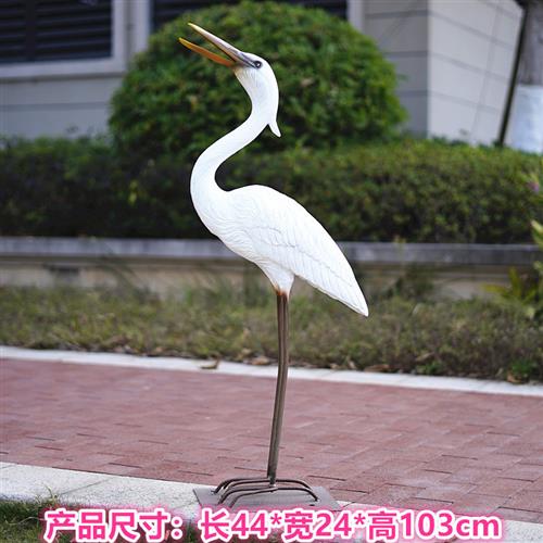 玻璃钢白鹭景观雕塑户外仿真动物摆件水池塘园林假山庭院仙鹤装饰