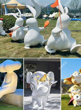 雕塑定制不锈钢玻璃钢铸铜卡通吉祥物形象ip动物人物大型户外摆件