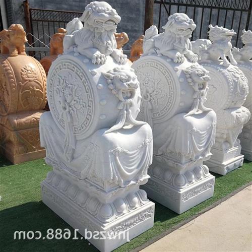做旧石门枕青石仿古麒麟门墩造价汉白玉大象石墩图片大全 - 实物图