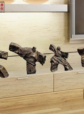 抽象太极人物雕塑摆件家居饰品书房办公室桌面复古陈设树脂工艺品