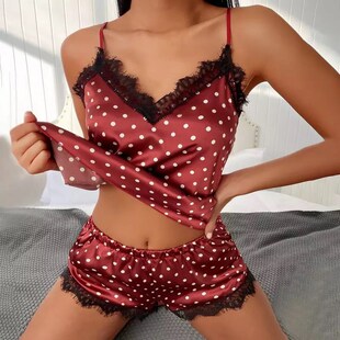 Women's Pajama Sets Satin Sexy Lingerie Sleepwear Pajama