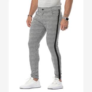 men small legged casual with for checkered high pants