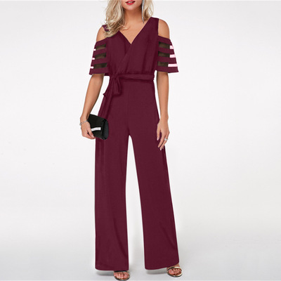 jumpsuit women pants ladies long trouser欧美女阔腿裤连体裤