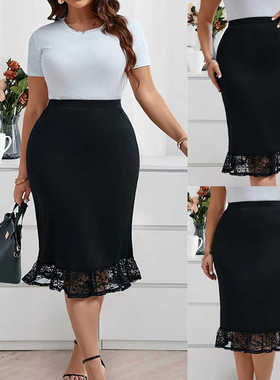 Women Plus Size Skirt Lace High Waist Pencil Skirts半身裙5XL