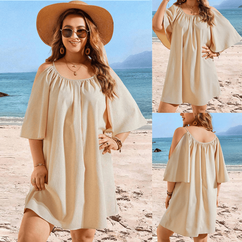 2024Plus size summer Loose casual round neck strapless dress