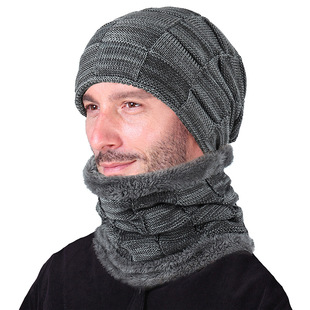 men women winter thick warm caps hats + scarf neck warmer