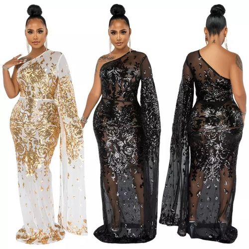 Shinny Dress Tassel Glitter Dresses Evening Gown Maxi Dress