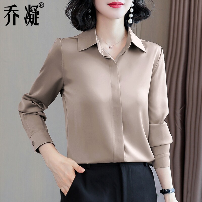 三醋酸丝绸缎面衬衫女设计感小众轻熟垂感衬衣丝光气质雪纺衫上衣