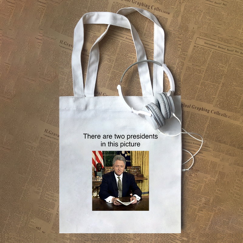 two presidents美国总统克林顿meme梗图blow搞笑帆布包