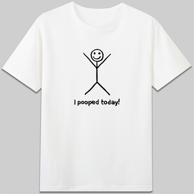 I pooped today今日已便便短袖纯棉有趣恶搞笑印字母t恤可爱衣服