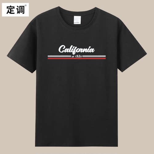 California at 1920欧美复古加利福尼亚文字纯棉短袖T男女童学生