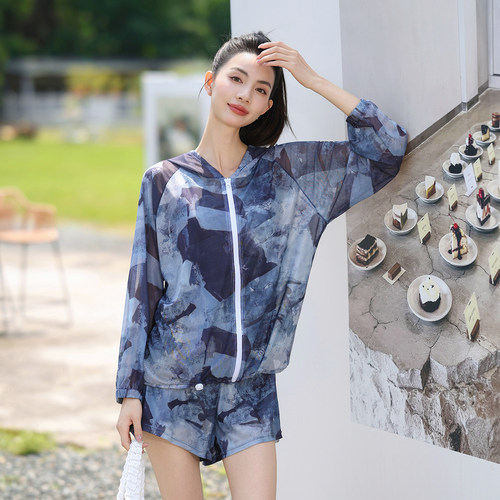 海边温泉三件套泳衣女晕染显瘦