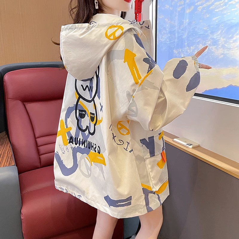冲锋衣外套女新款2025春秋薄款连帽韩版中长款宽松休闲夹克上衣潮