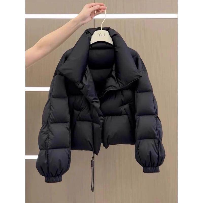 短款棉服女2025年新款冬季加厚羽绒宽松小个子黑色棉衣面包服外套