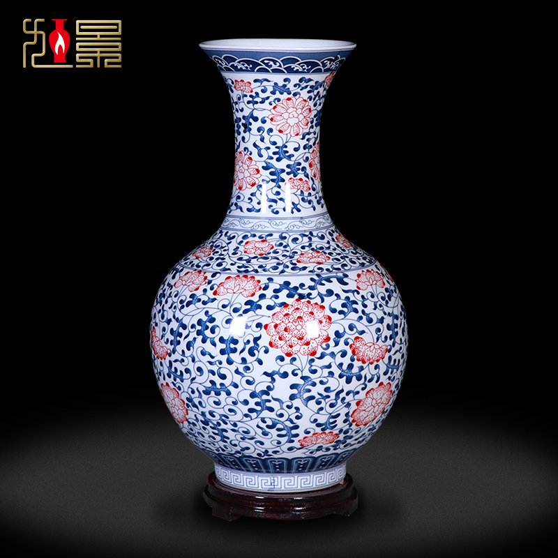 景德镇复古风客厅玄关青花瓷花瓶