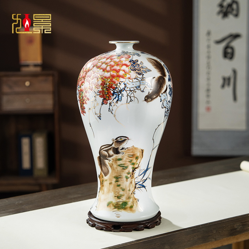 新中式金鼠旺财陶瓷装饰摆件