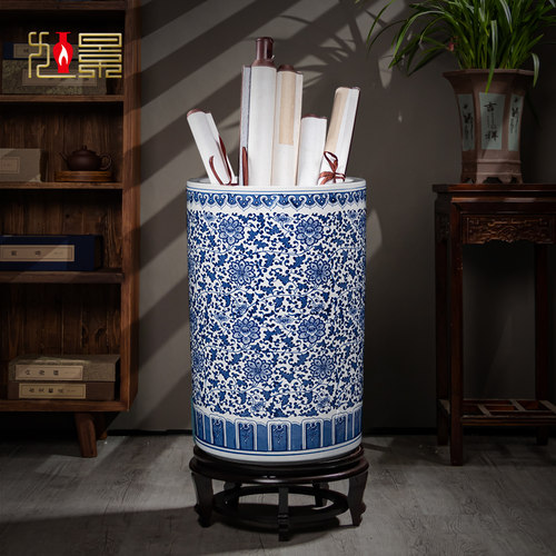 景德镇陶瓷收纳字画客厅书房摆件