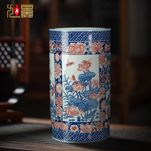 旭景陶瓷花瓶箭筒直筒景德镇摆件
