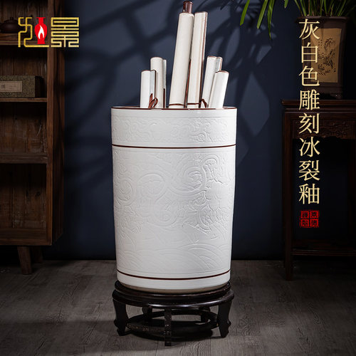 景德镇陶瓷器花瓶中式收纳摆件桶