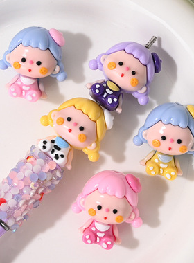 可爱卡通小女孩通孔橡胶珠配件