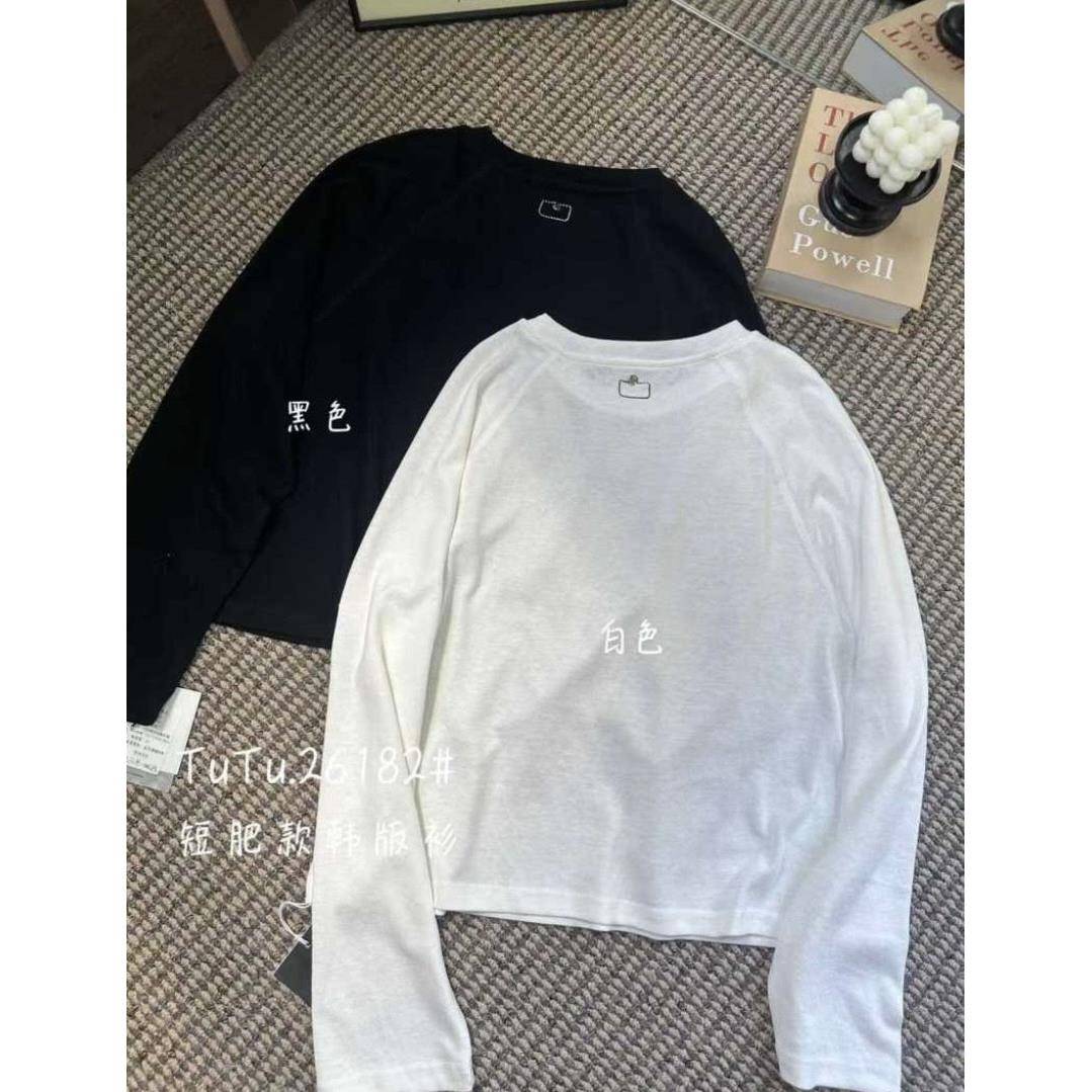 206早秋新袖款2韩版简约纯底色插肩长T恤宽松RZD显瘦百搭打衫女上