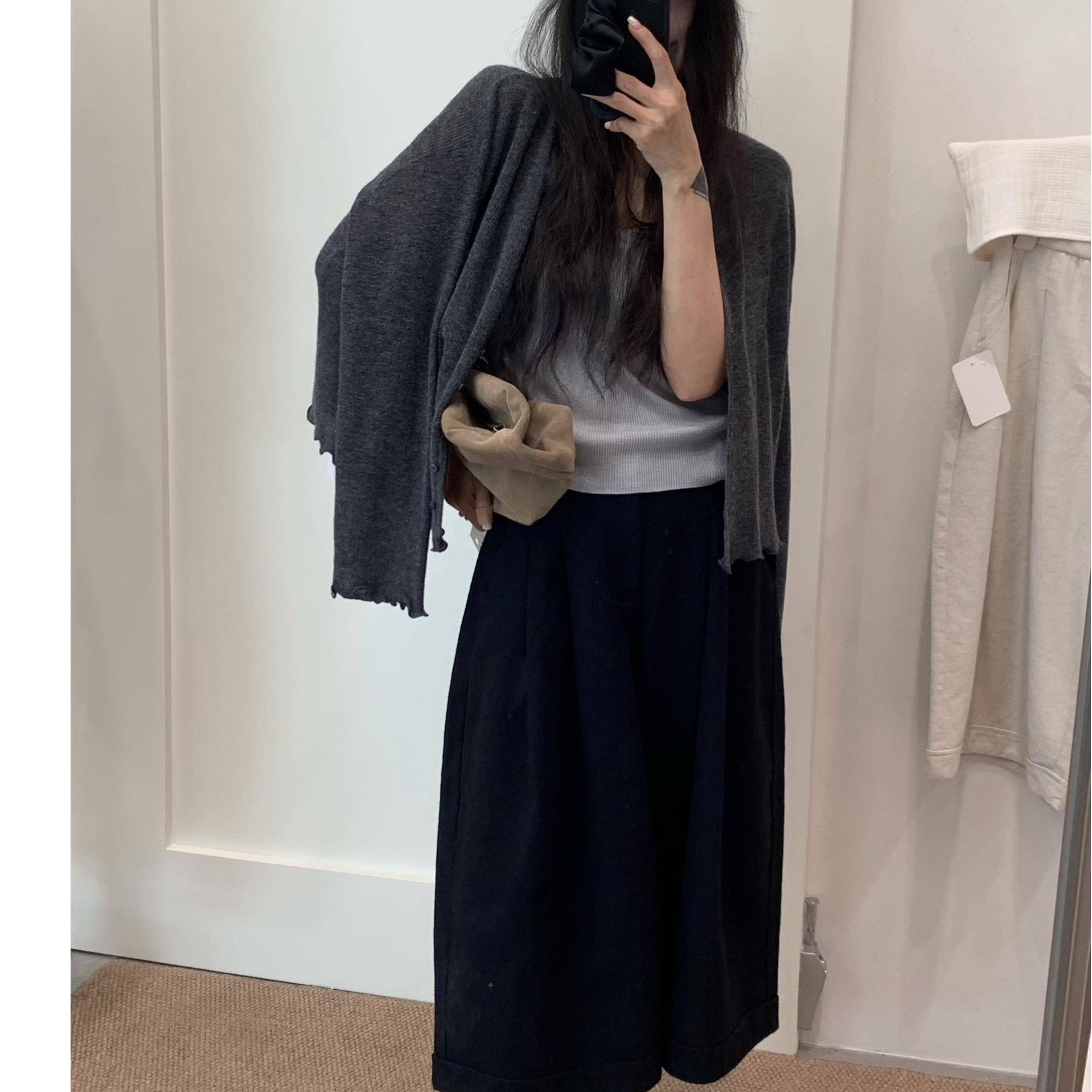 早秋木耳外边圆薄领针织开衫女款宽温松软糯多色柔搭外套舒适WFV