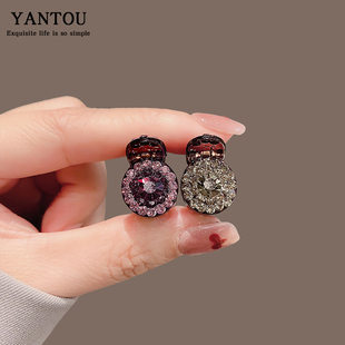 小抓夹发量少高级感复古镶钻法式发抓前额碎发刘海夹顶夹发饰小号